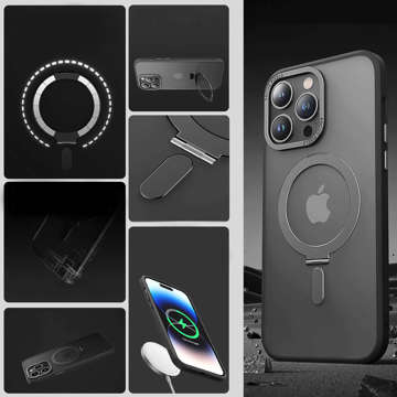 Alogy Armored Stand Ring Case Schutzhülle für MagSafe für Apple iPhone 14 Pro Max Schwarz