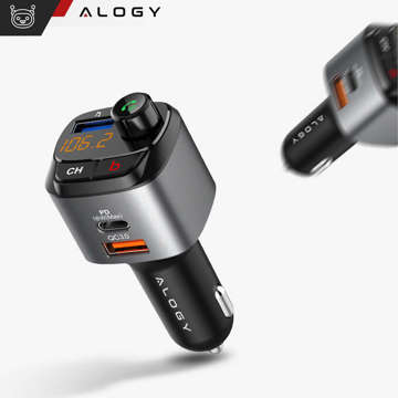 Alogy Auto-FM-Transmitter, USB-Ladegerät, QC 3.0, USB-C PD, Bluetooth-MP3-Player, 1 m Kabel, USB-C auf Lightning-Gehäuse