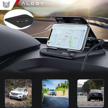 Alogy Carbon Auto-Cockpit-Armaturenbrett-Halterung für Telefone bis zu 6,8 Zoll, GPS, schwarzer Organizer