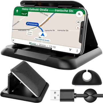 Alogy Carbon Auto-Cockpit-Armaturenbrett-Halterung für Telefone bis zu 6,8 Zoll, GPS, schwarzer Organizer