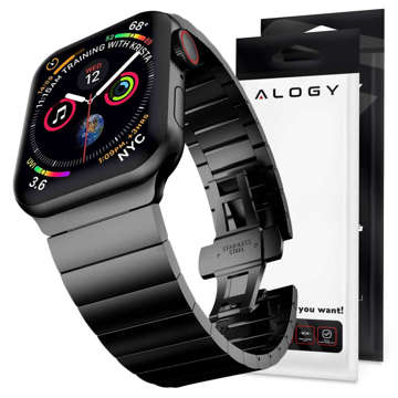 Alogy Edelstahlarmband für Apple Watch 38/40 / 41mm Schwarz