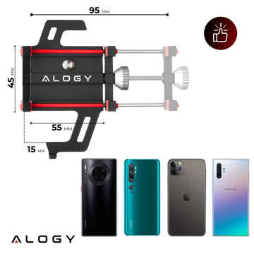 Alogy Fahrrad-Handy-Halterung, 55–95 mm, für Fahrrad, Motorroller, Schwarz