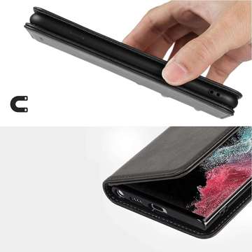 Alogy Forwenw Leder Flip Wallet Case für Samsung Galaxy S22 Ultra Schwarz