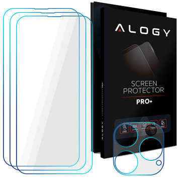 Alogy Glass Pack 3x Gehärtetes Glas für den Bildschirm 9h Glas für das Objektiv für Apple iPhone 14 Pro