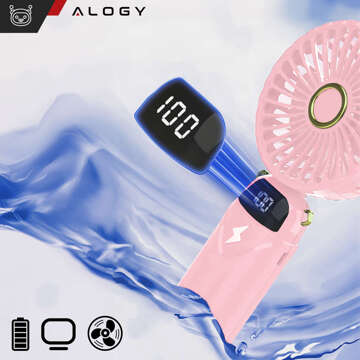 Alogy Hand-Tischventilator, kabellos, tragbar, Handventilator mit Griff, Pink