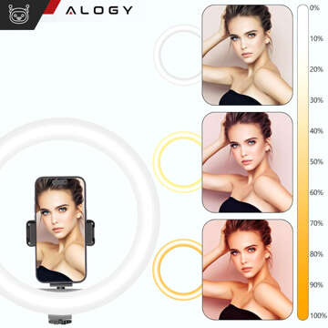 Alogy LED-Ringlicht 10 Zoll Fotoring für Make-up-Stativ für Schreibtischplatte Schwarz