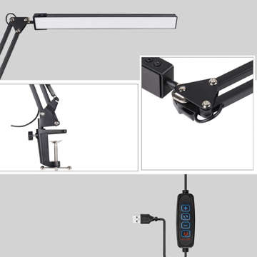 Alogy LED-Schreibtischlampe Dreslarska USB mit einem verstellbaren langen Arm für die Schreibtischplatte Schwarz