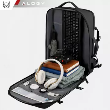 Alogy Laptop-Rucksack, Zubehör, Reisen, 46 x 32 x 15 cm, für Arbeit, Schule, Flugzeug, Reisende, Herren, Damen, Schwarz