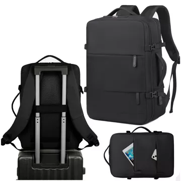 Alogy Laptop-Rucksack, Zubehör, Reisen, 46 x 32 x 15 cm, für Arbeit, Schule, Flugzeug, Reisende, Herren, Damen, Schwarz