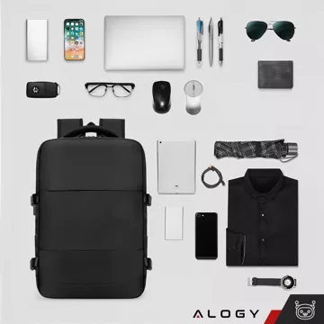 Alogy Laptop-Rucksack, Zubehör, Reisen, 46 x 32 x 15 cm, für Arbeit, Schule, Flugzeug, Reisende, Herren, Damen, Schwarz