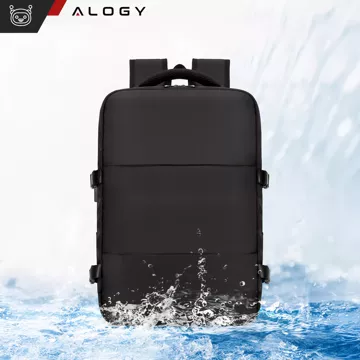 Alogy Laptop-Rucksack, Zubehör, Reisen, 46 x 32 x 15 cm, für Arbeit, Schule, Flugzeug, Reisende, Herren, Damen, Schwarz