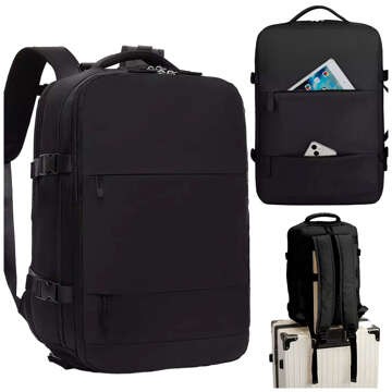 Alogy Laptop-Rucksack, Zubehör, Reisen, 46 x 32 x 15 cm, für Arbeit, Schule, Flugzeug, Reisende, Herren, Damen, Schwarz