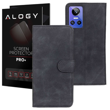 Alogy Magnetic Realme GT Neo 3 Global Black Glass Flip Wallet Case
