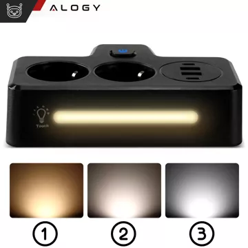 Alogy Plug Extender Steckdose Splitter Splitter Adapter Verlängerungskabel 2x EU Stecker 2x USB 2x USB-C Schwarz