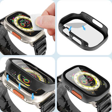 Alogy Protector Case mit Glas 2in1 Case Cover für Apple Watch Ultra 49mm Schwarz