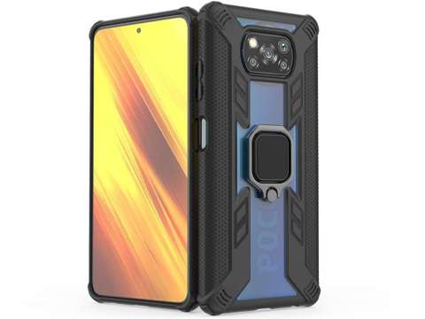 Alogy Ring Carbon Holder Armored Case für Xiaomi Poco X3 NFC Glass