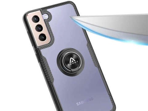 Alogy Ring Holder Clear Armor Hülle für Samsung Galaxy S21 Plus schwarzes Glas