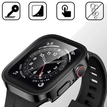 Alogy Schutzhülle mit Glas 2in1 Hülle für Apple Watch 7/8 45mm Schwarz