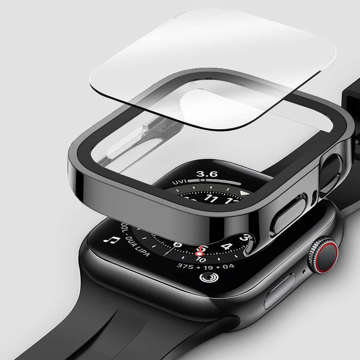 Alogy Schutzhülle mit Glas 2in1 Hülle für Apple Watch 7/8 45mm Schwarz