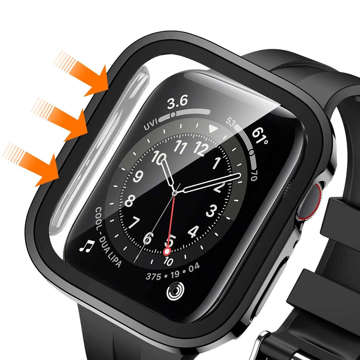 Alogy Schutzhülle mit Glas 2in1 Hülle für Apple Watch 7/8 45mm Schwarz