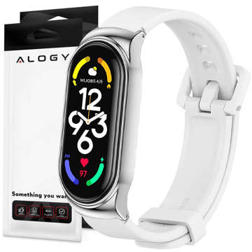 Alogy Silikonarmband mit Verschlussband für Xiaomi Mi Band 7 White