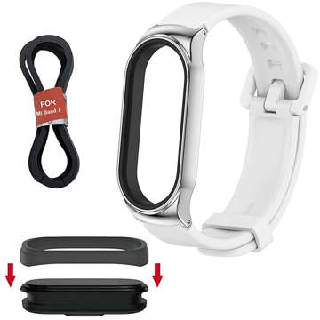 Alogy Silikonarmband mit Verschlussband für Xiaomi Mi Band 7 White