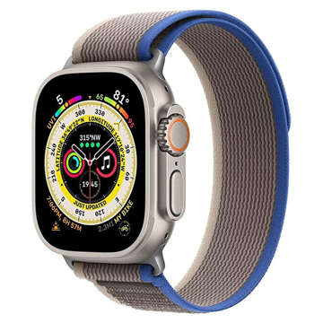 Alogy Sportarmband Nylon Klettverschluss für Apple Watch 1/2/3/4/5/6/7/8/SE (38/40/41mm) Blau Grau