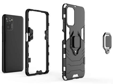 Alogy Stand Ring Armor Hülle für Xiaomi Redmi Note 10 / 10s schwarzes Glas