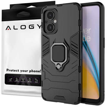 Alogy Stand Ring Armor Schutzhülle für Oppo Reno7 Lite 5G Black Glass