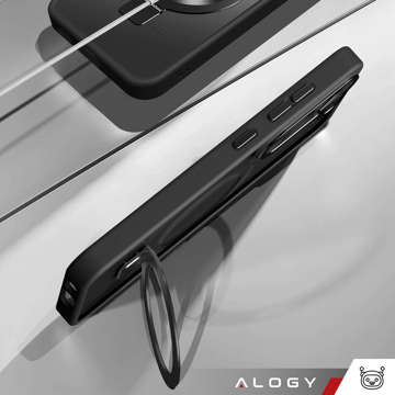 Alogy Stand Ring Case Gepanzerte Handyhülle für MagSafe für Samsung Galaxy S23 Plus mattschwarz