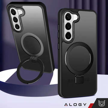 Alogy Stand Ring Case Gepanzerte Handyhülle für MagSafe für Samsung Galaxy S23 Plus mattschwarz