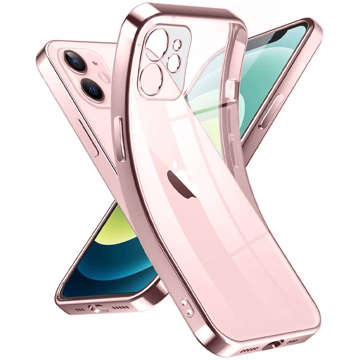 Alogy TPU Luxury Case mit Kameraschutz für Apple iPhone 12 Pink und Transparent