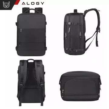 Alogy Unisex Schwarz Herren Damen Reise-Laptop-Rucksack für Koffer Gepäck für Flugzeug Arbeit Schule 45x30x20cm