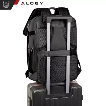 Alogy Unisex Schwarz Herren Damen Reise-Laptop-Rucksack für Koffer Gepäck für Flugzeug Arbeit Schule 45x30x20cm