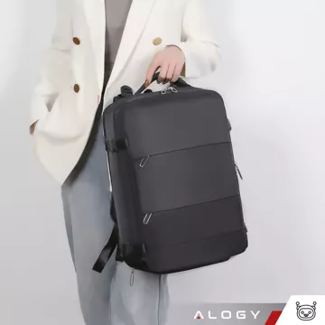 Alogy Unisex Schwarz Herren Damen Reise-Laptop-Rucksack für Koffer Gepäck für Flugzeug Arbeit Schule 45x30x20cm