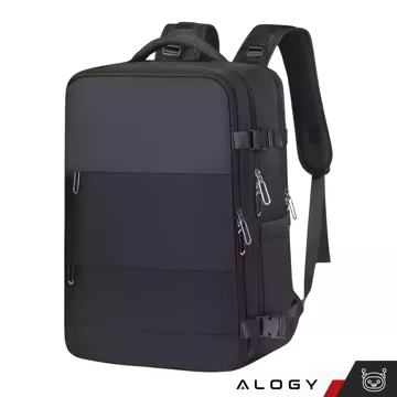 Alogy Unisex Schwarz Herren Damen Reise-Laptop-Rucksack für Koffer Gepäck für Flugzeug Arbeit Schule 45x30x20cm