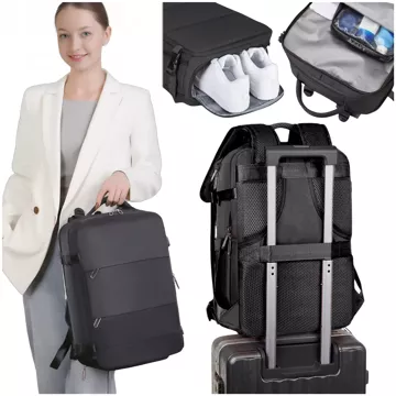 Alogy Unisex Schwarz Herren Damen Reise-Laptop-Rucksack für Koffer Gepäck für Flugzeug Arbeit Schule 45x30x20cm