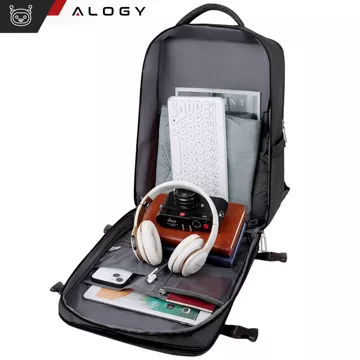 Alogy Unisex Schwarz Herren Damen Reise-Laptop-Rucksack für Koffer Gepäck für Flugzeug Arbeit Schule 45x30x20cm