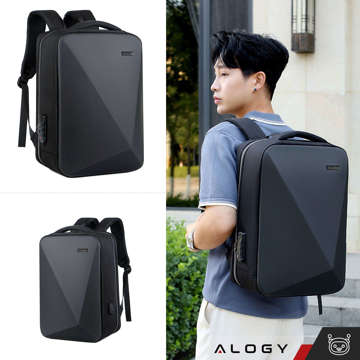 Alogy Urban Safe Anti-Diebstahl-Rucksack für 15,6-Zoll-Laptop mit USB-Anschluss, groß, wasserdicht, Unisex, Schwarz