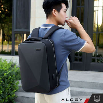 Alogy Urban Safe Anti-Diebstahl-Rucksack für 15,6-Zoll-Laptop mit USB-Anschluss, groß, wasserdicht, Unisex, Schwarz