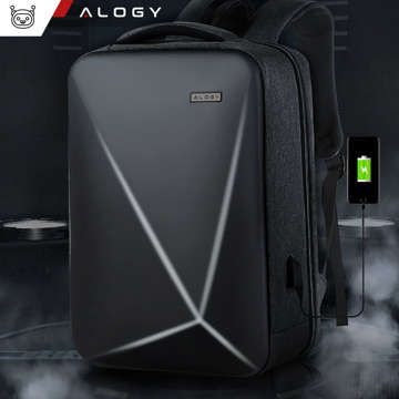 Alogy Urban Safe Anti-Diebstahl-Rucksack für 15,6-Zoll-Laptop mit USB-Anschluss, groß, wasserdicht, Unisex, Schwarz