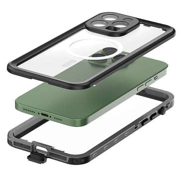 Alogy Wasserdichte Hülle IP68 Hülle mit durchsichtiger Rückseite 360 ​​Armor Case für MagSafe für Apple iPhone 14 Pro Max