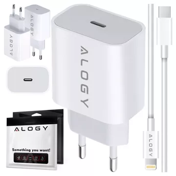 Alogy schnelles USB-C PD 20 W Wandladegerät Lightning-Kabel 1 m Weiß