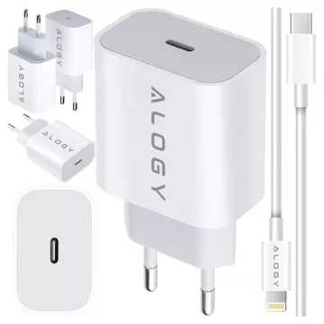 Alogy schnelles USB-C PD 20 W Wandladegerät Lightning-Kabel 1 m Weiß