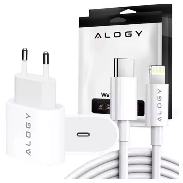 Alogy schnelles USB-C PD 20 W Wandladegerät Lightning-Kabel 1 m Weiß