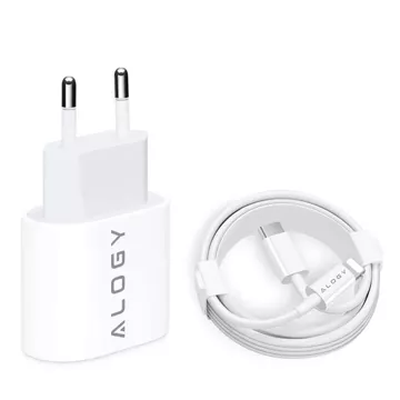 Alogy schnelles USB-C PD 20 W Wandladegerät Lightning-Kabel 1 m Weiß