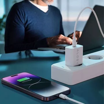 Alogy schnelles USB-C PD 20 W Wandladegerät Lightning-Kabel 1 m Weiß