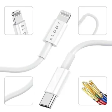 Alogy schnelles USB-C PD 20 W Wandladegerät Lightning-Kabel 1 m Weiß