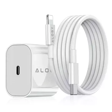 Alogy schnelles USB-C PD 20 W Wandladegerät Lightning-Kabel 1 m Weiß