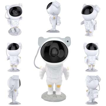 Astronaut 3D Sternenprojektor zur Raumgestaltung Ferngesteuert mit einstellbarem Display und Timer LED Lampe weiß